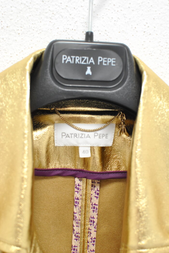 Patrizia Pepe Gold Biker Jacket de femei marimea 40 - imagine 4