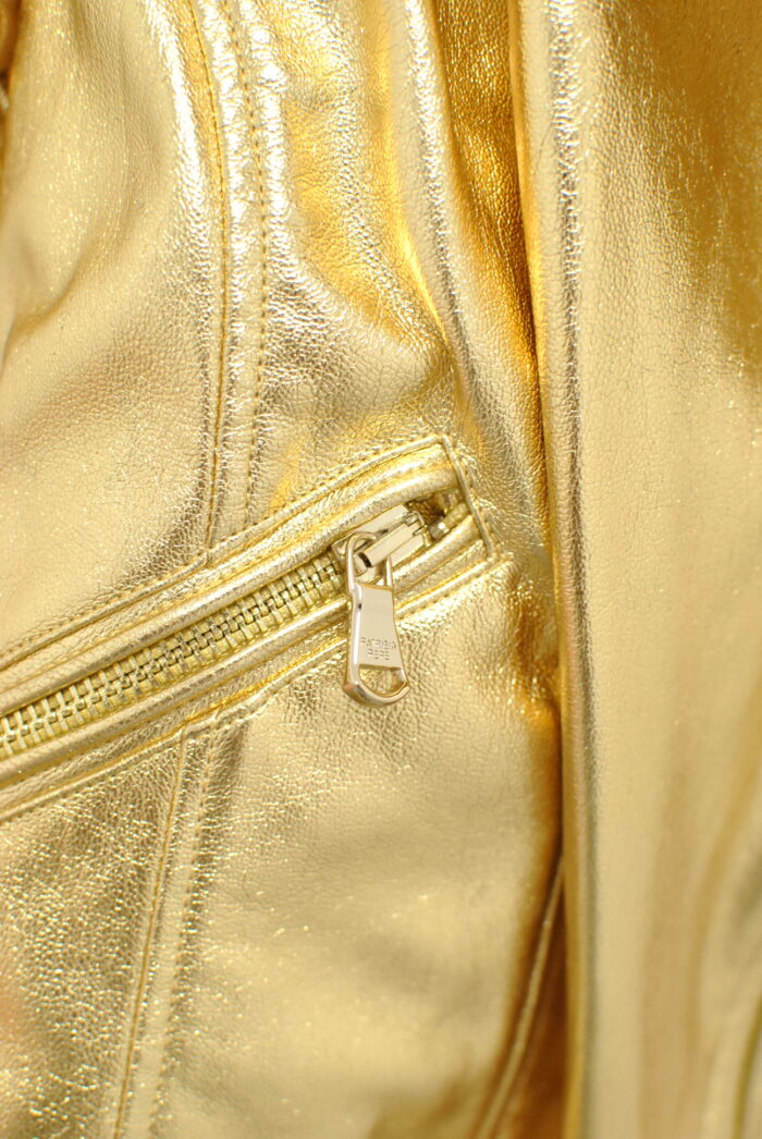 Patrizia Pepe Gold Biker Jacket de femei marimea 40 - imagine 5