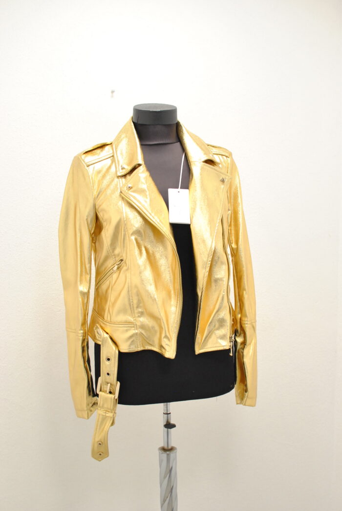 Patrizia Pepe Gold Biker Jacket de femei marimea 40 - imagine 2