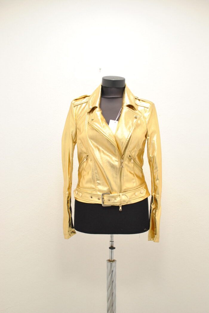 Patrizia Pepe Gold Biker Jacket de femei marimea 40 - imagine 7