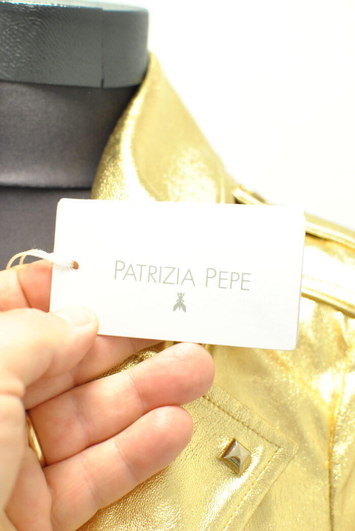 Patrizia Pepe Gold Biker Jacket de femei marimea 40 - imagine 8