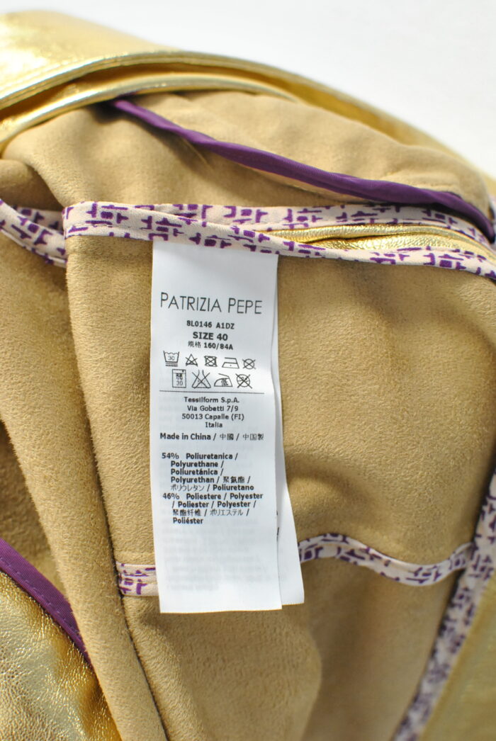 Patrizia Pepe Gold Biker Jacket de femei marimea 40 - imagine 12