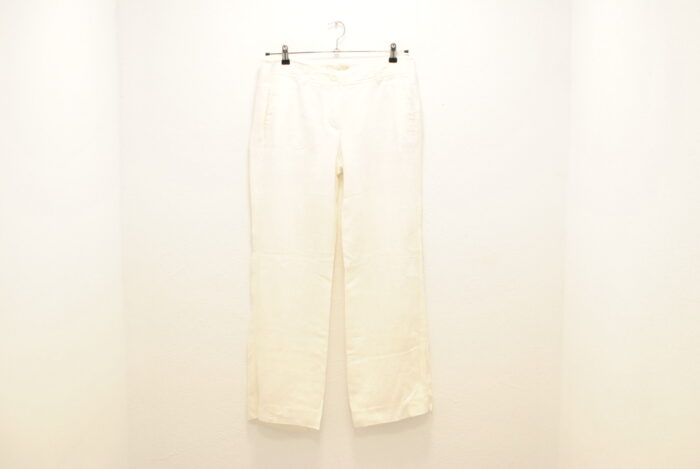 Pret pantalon alb de Linen pentru femei marimea 40 - imagine 3