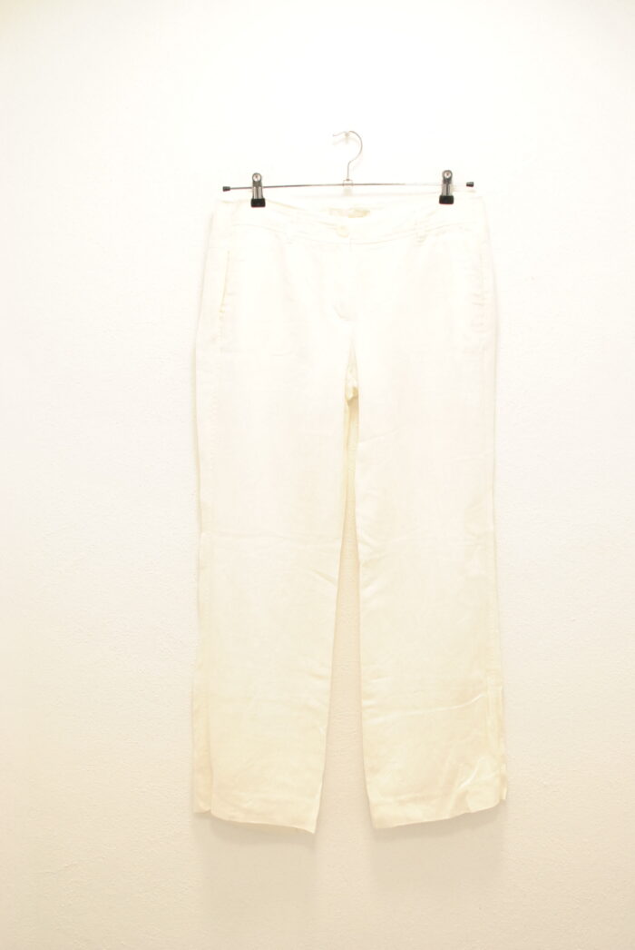 Pret pantalon alb de Linen pentru femei marimea 40 - imagine 4