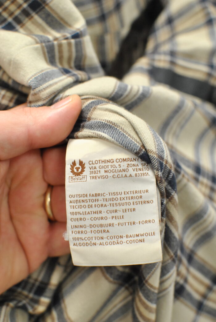 Belstaff geaca vintage de femei din piele cu wax canvas si guler de blana de miel marimea 46 sau M/L - imagine 6