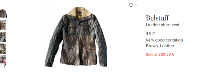 Belstaff geaca vintage de femei din piele cu wax canvas si guler de blana de miel marimea 46 sau M/L - imagine 4