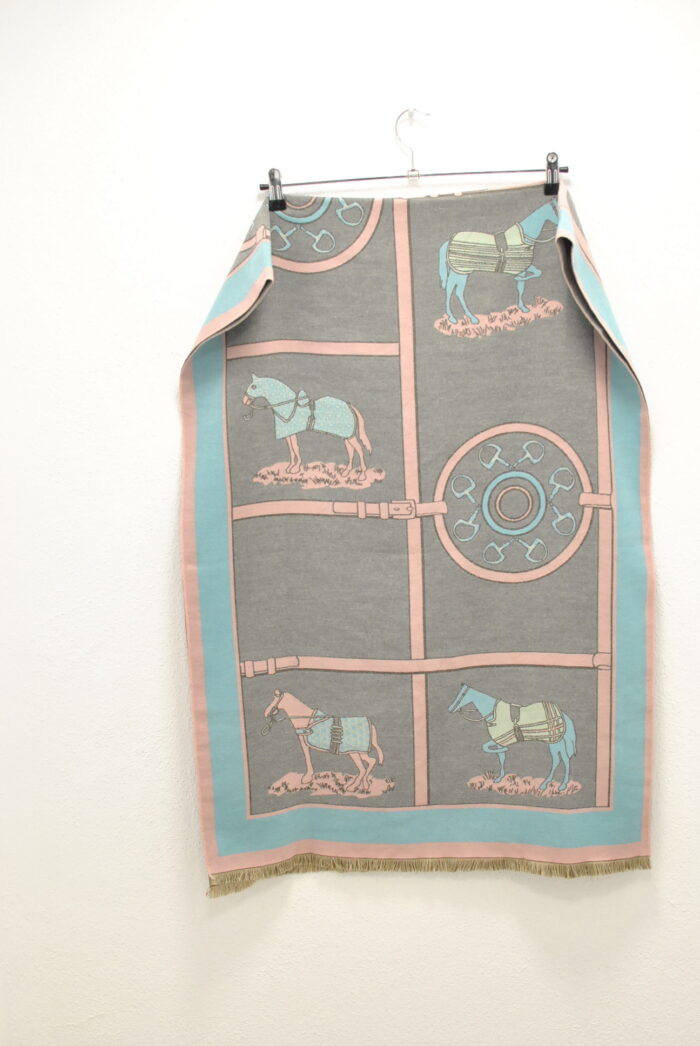 Sal esarfa marimea foarte mare imprimeu equestrian - imagine 3