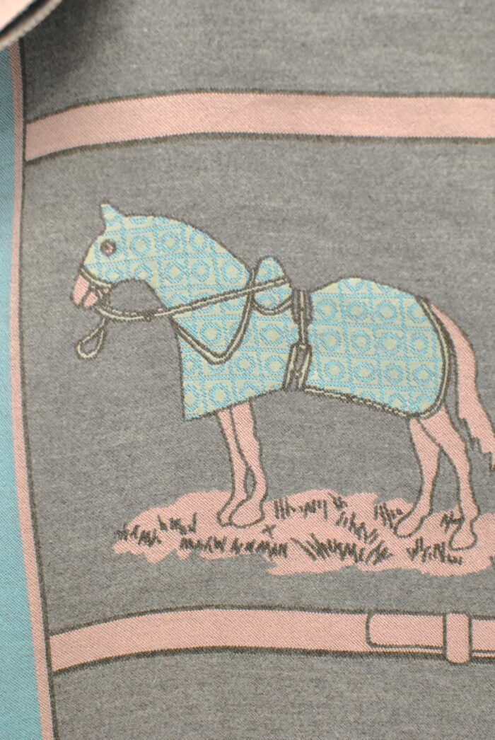 Sal esarfa marimea foarte mare imprimeu equestrian - imagine 2