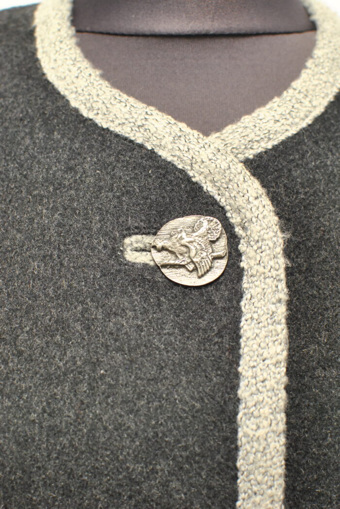 Geaca vintage handmade , cowntry , traditionala (Tiroleza) de lana , pictata manual pentru femei marimea L - imagine 3