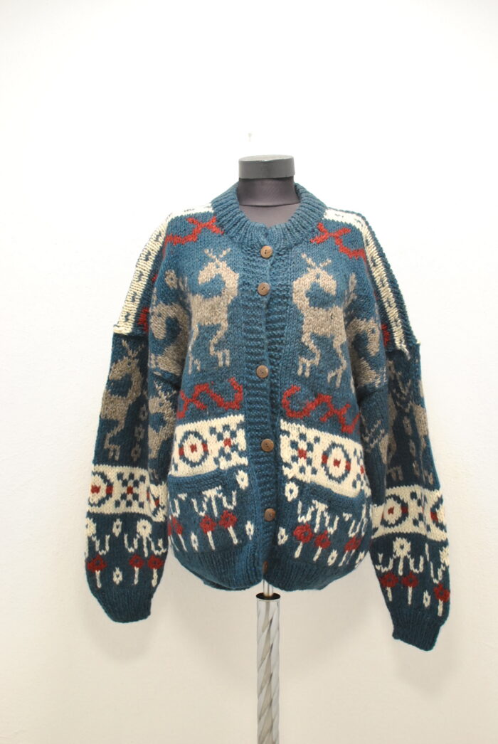 Geaca cardigan vintage handmade de lana pentru femei marime XL - imagine 1