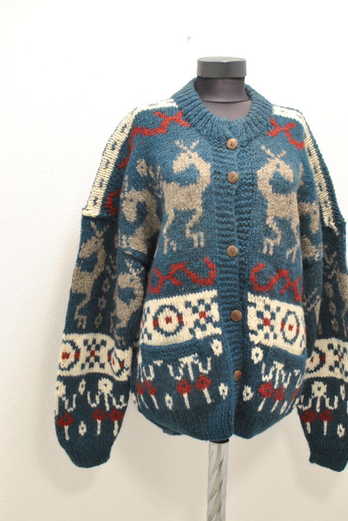 Geaca cardigan vintage handmade de lana pentru femei marime XL - imagine 4