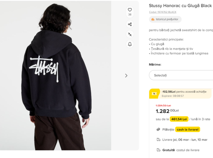 Stussy hanorac cu gluga pentru barbati marimea XL/XXL - imagine 3