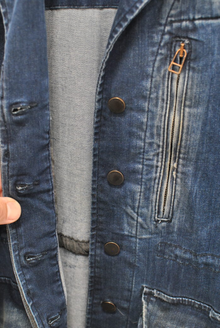 Zara geaca/blazer de blug elastic cu piele , pentru femei marimea S - imagine 4