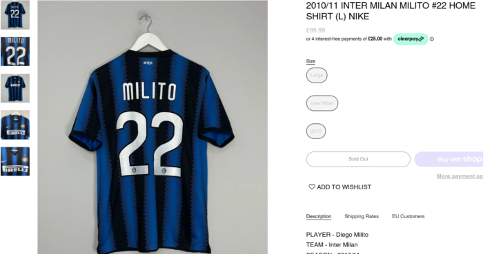 Nike Inter Milan 2010-2011 tricou sport-fotbal pentru barbati marimea XS/S - imagine 3