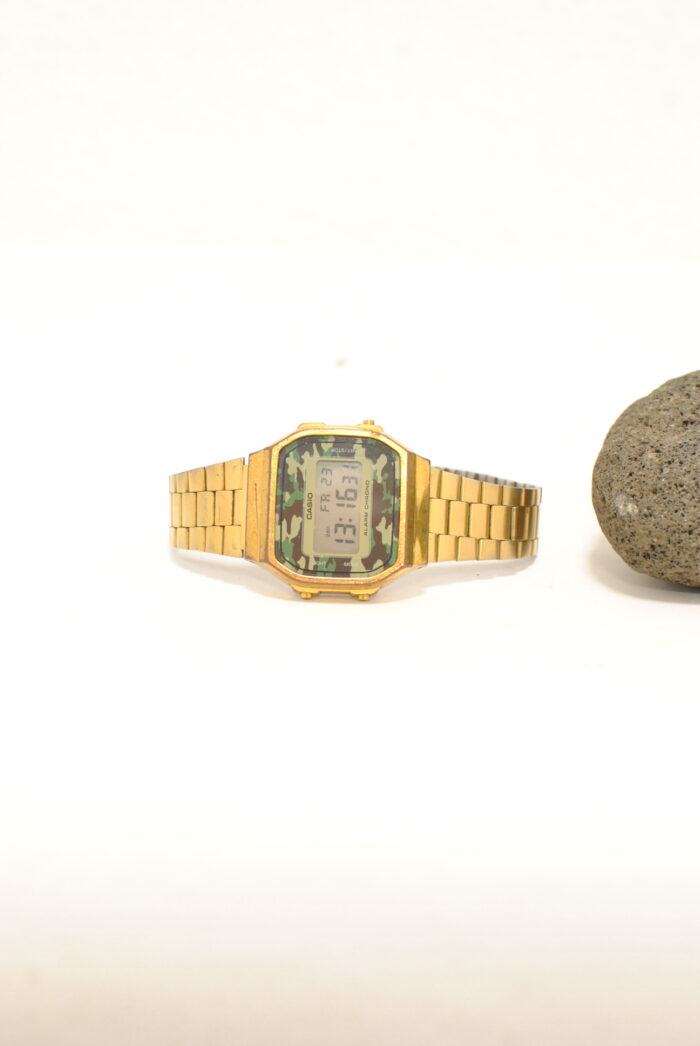 Casio ceas cronograf cu bratara metalica aurie , model unisex - imagine 5