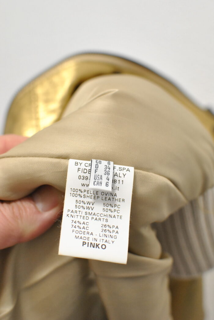 Pinko geaca bomber de piele , metalic auriu , marimea 40 sau S - imagine 7