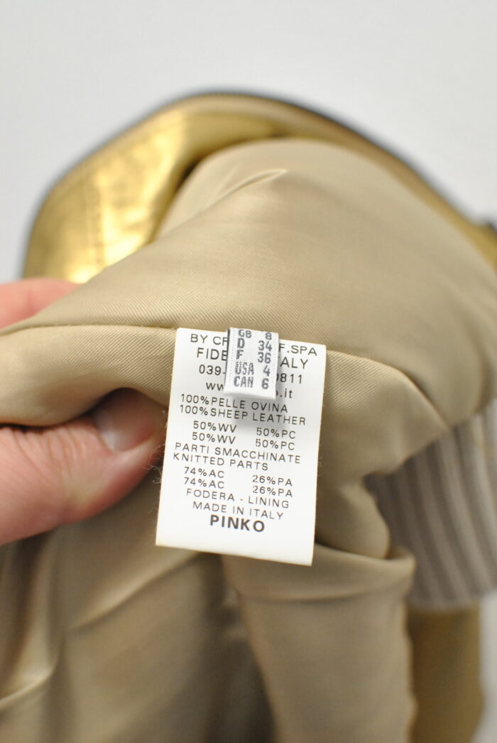 Pinko geaca bomber de piele , metalic auriu , marimea 40 sau S - imagine 8
