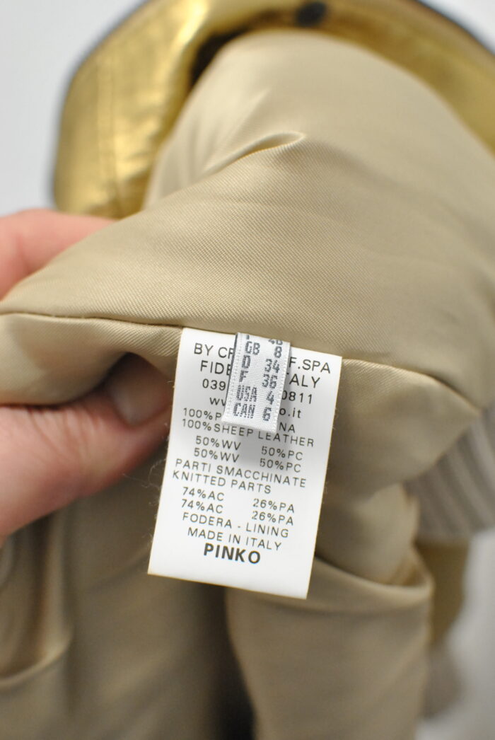 Pinko geaca bomber de piele , metalic auriu , marimea 40 sau S - imagine 9