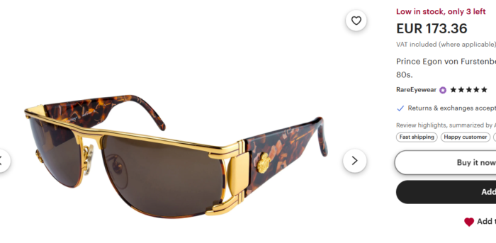 Prince Egon von Furstenberg ochelari vintage de soare , model unisex , foarte rar - imagine 3