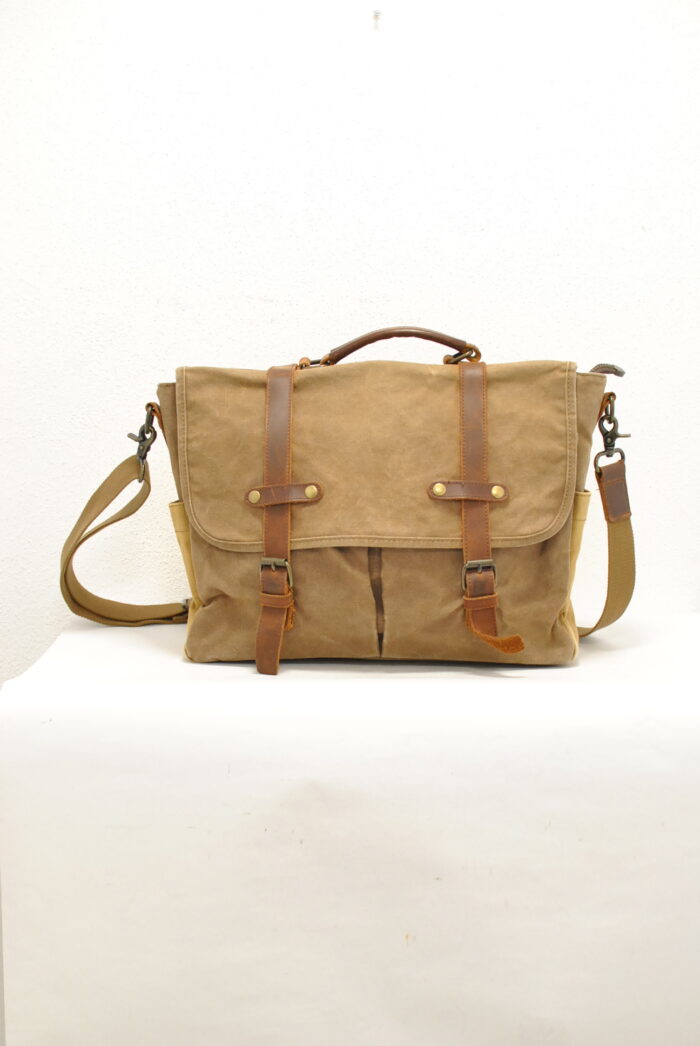 Newhey geanta mesager / laptop din canvas+piele aspect vintage - imagine 1
