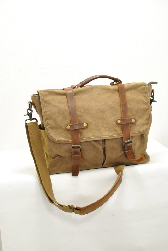 Newhey geanta mesager / laptop din canvas+piele aspect vintage - imagine 9
