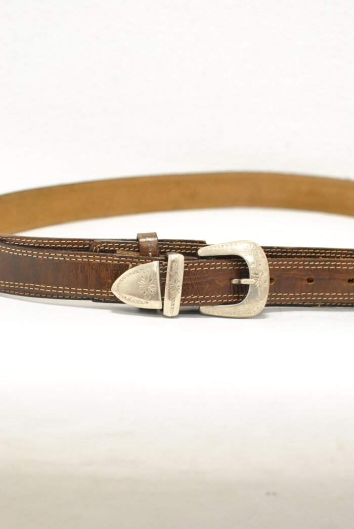 Curea vintage de piele model unisex - imagine 3