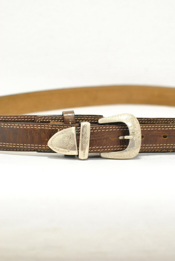 Curea vintage de piele model unisex - imagine 2
