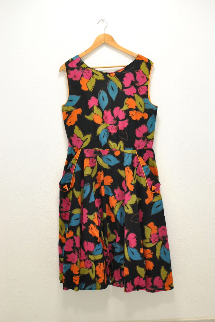 Rochie vintage de bumbac cu imprimeu floral marimea 44 sau XL - imagine 1