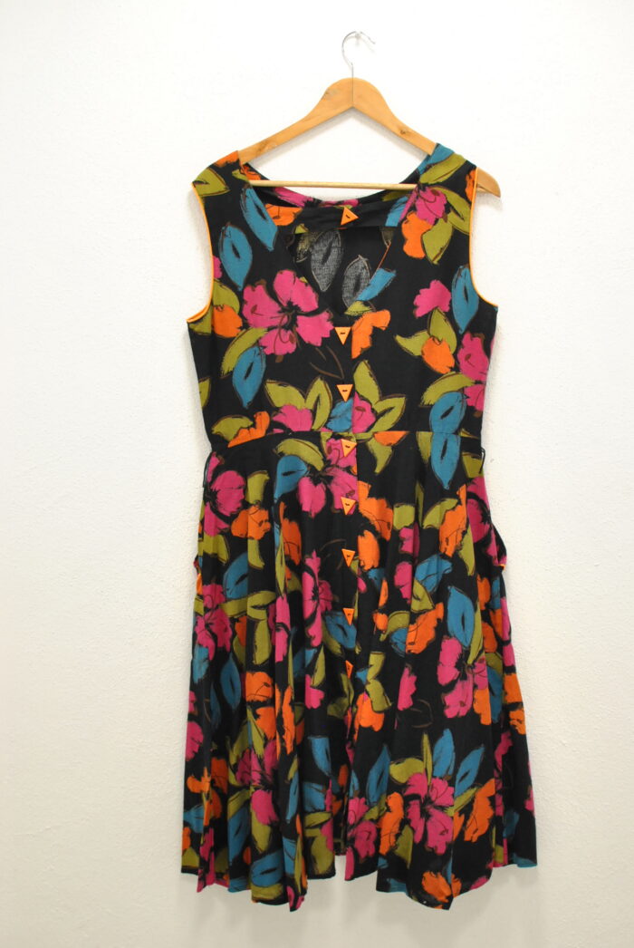 Rochie vintage de bumbac cu imprimeu floral marimea 44 sau XL - imagine 4