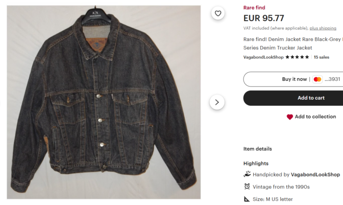 Diesel geaca vintage de blugi , model unisex , model rar ani 90 , marimea M - imagine 3