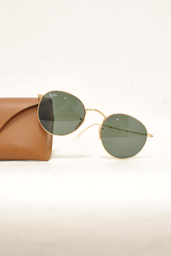 Ray-Ban round ochelari de soare , rame metalice aurite , model unisex - imagine 1