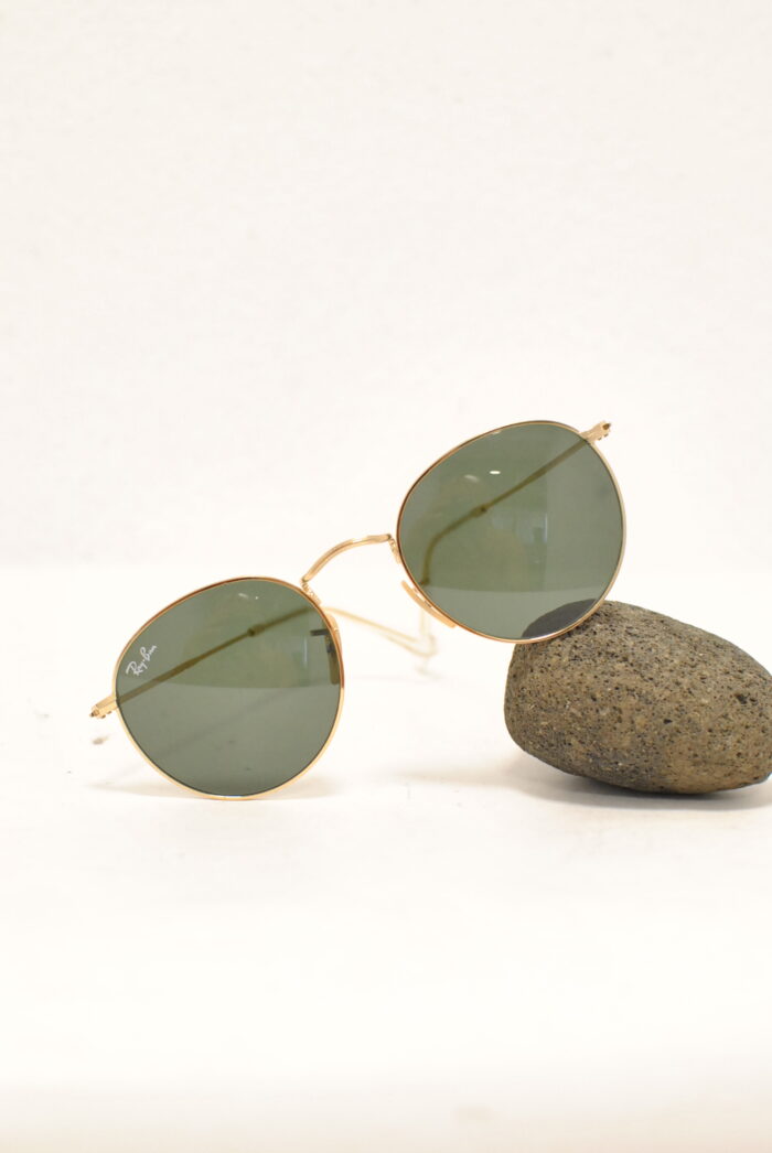 Ray-Ban round ochelari de soare , rame metalice aurite , model unisex - imagine 5