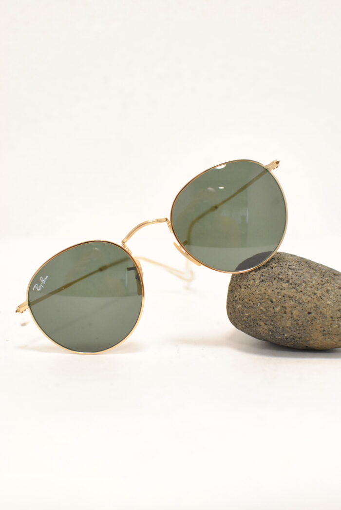 Ray-Ban round ochelari de soare , rame metalice aurite , model unisex - imagine 6