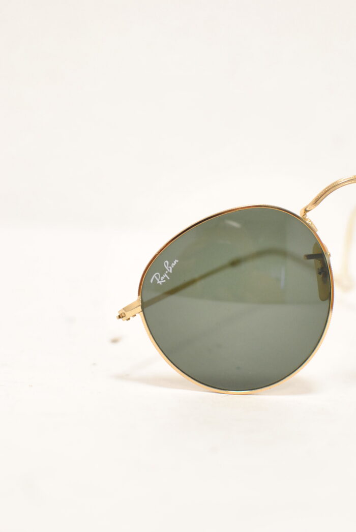 Ray-Ban round ochelari de soare , rame metalice aurite , model unisex - imagine 8