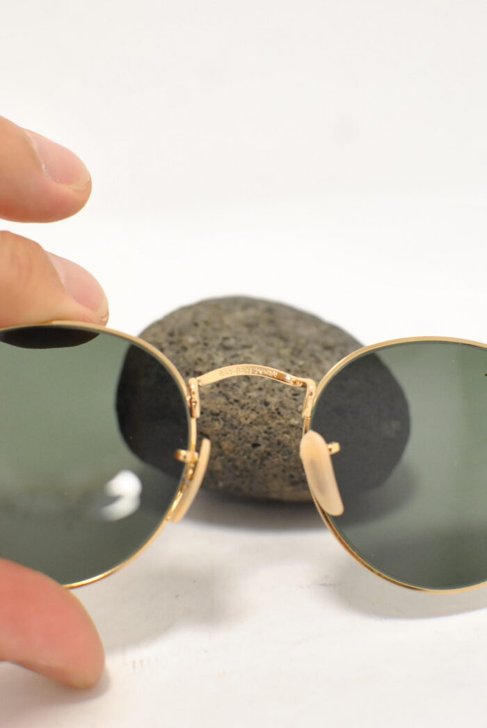Ray-Ban round ochelari de soare , rame metalice aurite , model unisex - imagine 9