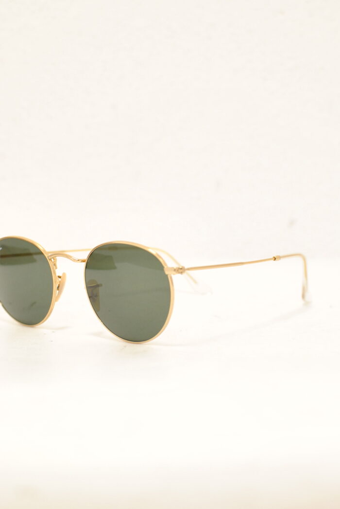 Ray-Ban round ochelari de soare , rame metalice aurite , model unisex - imagine 13