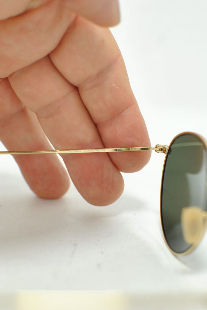 Ray-Ban round ochelari de soare , rame metalice aurite , model unisex - imagine 17