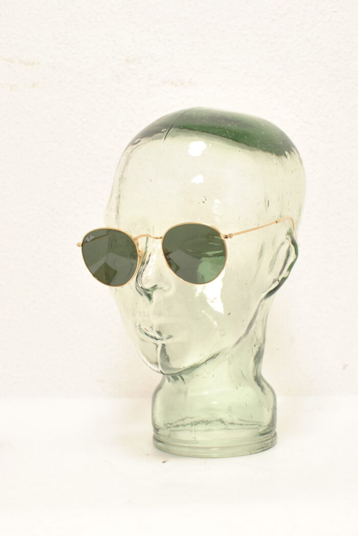Ray-Ban round ochelari de soare , rame metalice aurite , model unisex - imagine 2